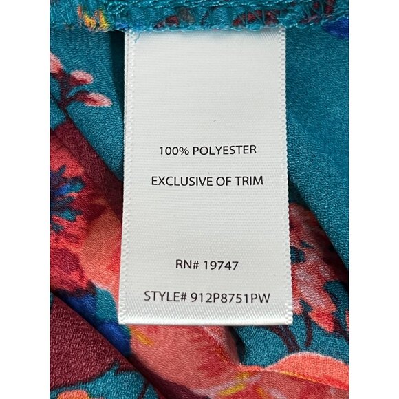 Pioneer Woman Teal Floral Long Sleeve Blouse XXXL Polyester Casual Comfortable - Picture 15 of 16